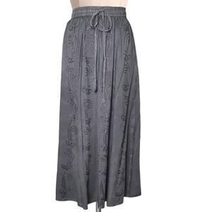 CATALOG CLASSICS Gray BOho Embroidered Long Maxi Skirt L